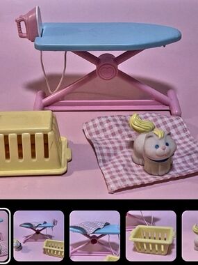 Fisher-Price Pastel Blue & Pink Toy Ironing Board with Yellow Accessories
